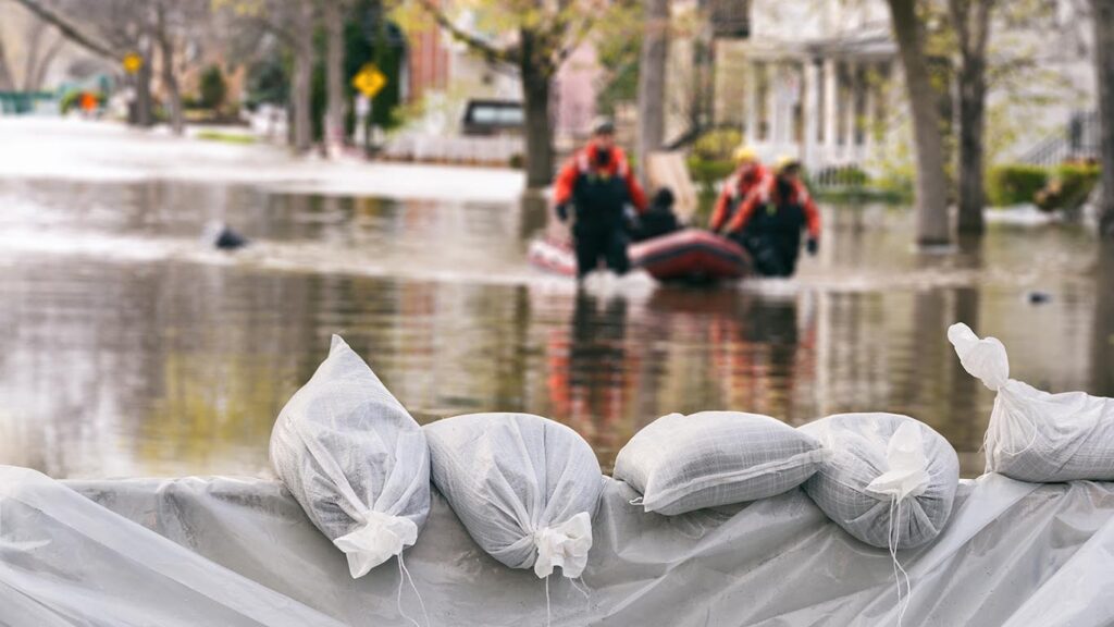 srorm preparedness includes sandbags like this to prevent major water damage